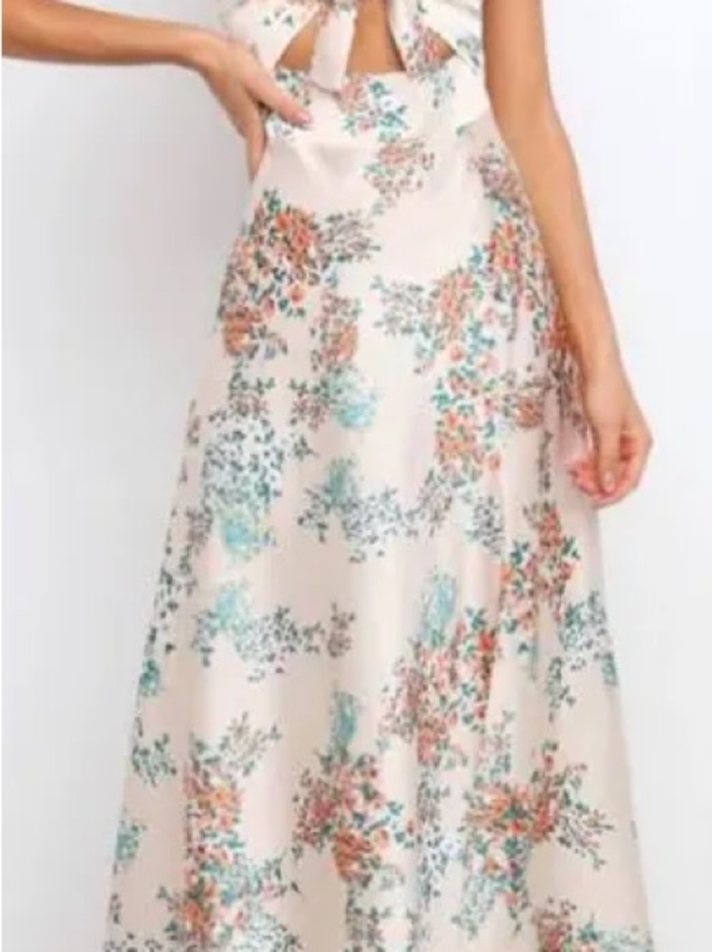 Petal & Pup Cream Maxi Dress with Teal & Coral Floral Print